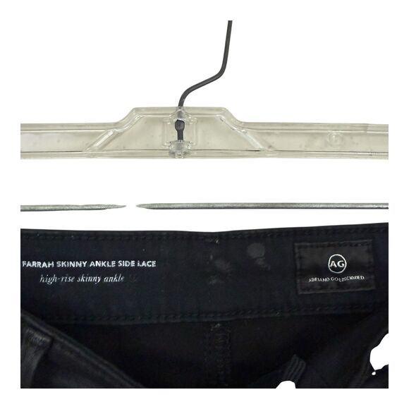 AG Goldschmied Farrah Skinny Ankle Side Lace Pants Sz 28R Black Coated Moto - Picture 5 of 13